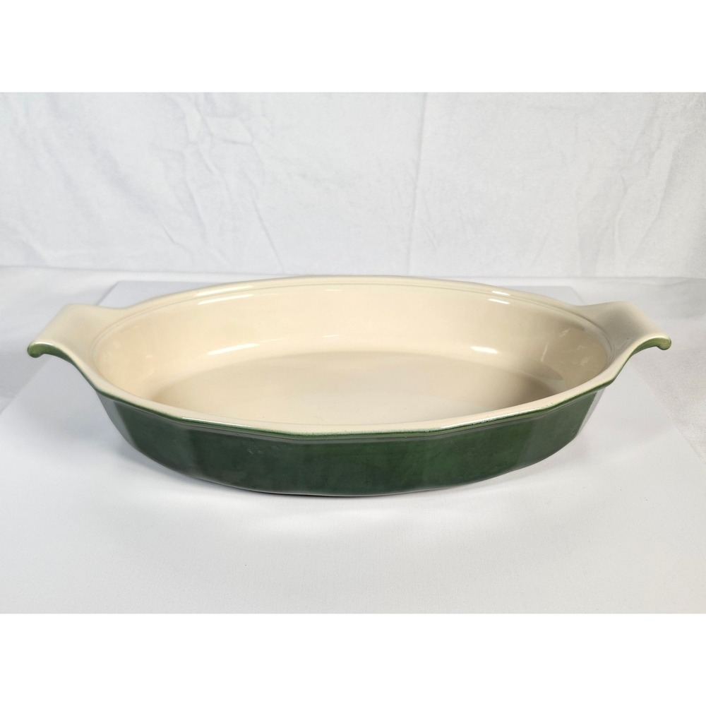Emile Henry Oval Casserole Williams-Sonoma Green Stoneware Gratin Dish 12.5"
